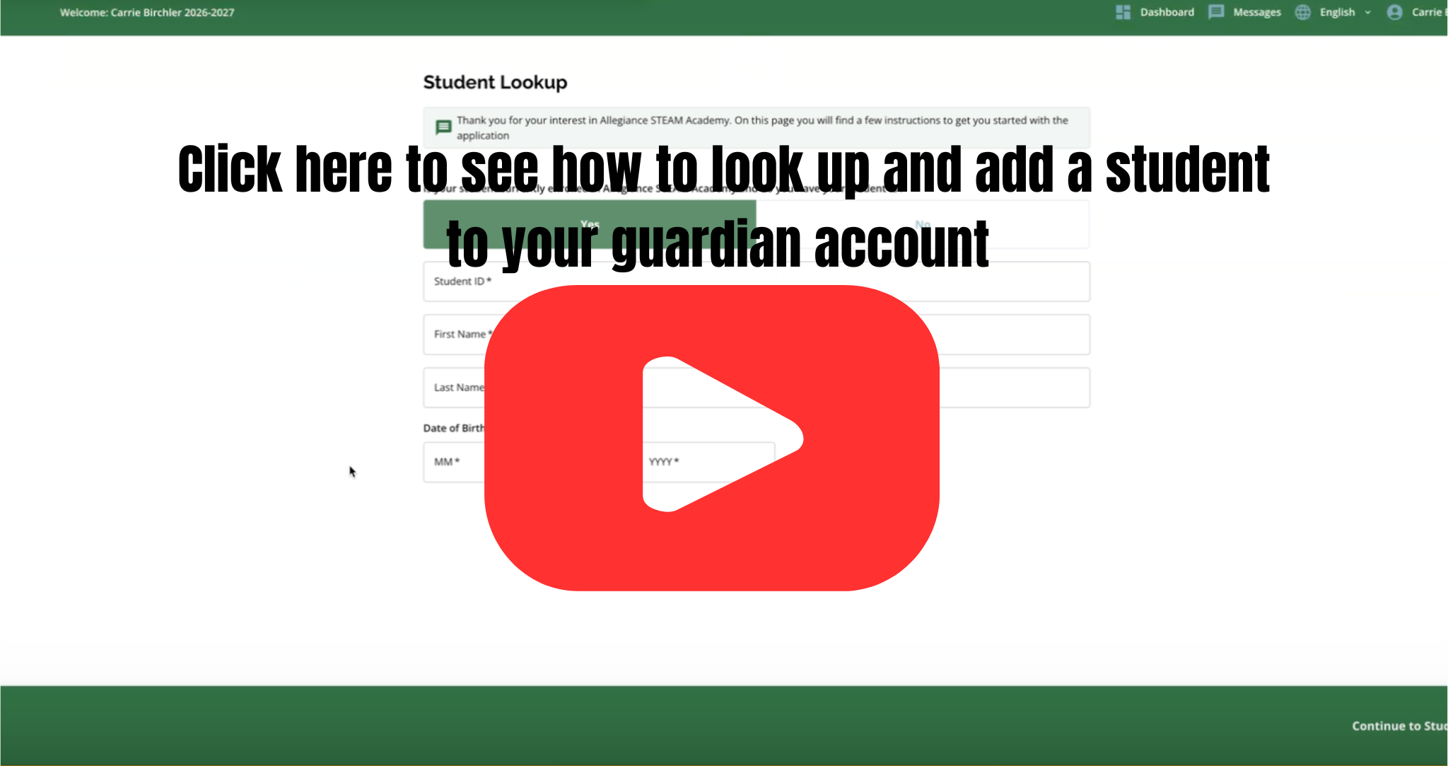 Click to see how to add a student